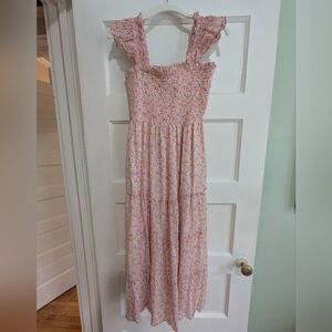 Hill House The Ellie Nap Dress in pansy pink multi georgette